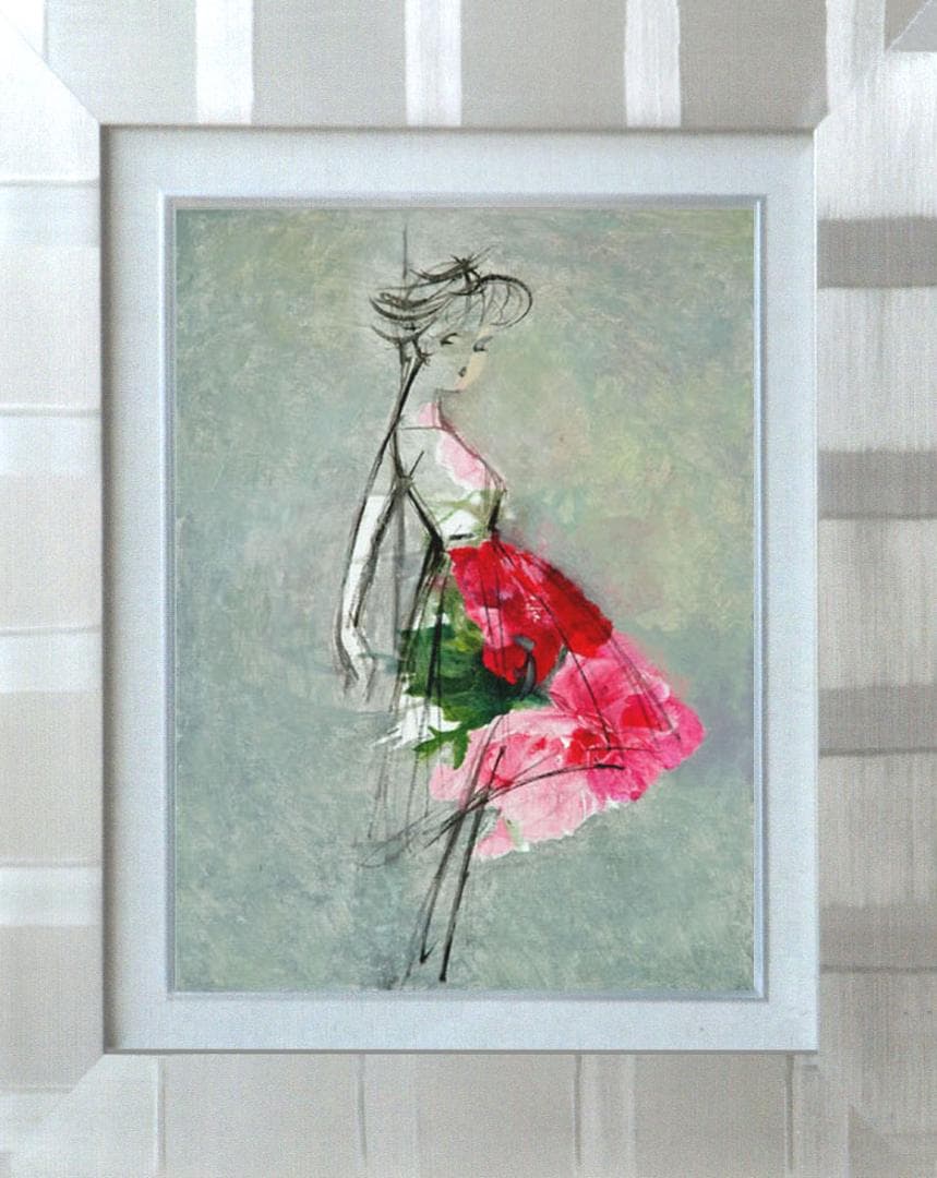 油絵 菅家令子 絵 絵画 インテリア 額付(黒) F4-071512 人物 女性