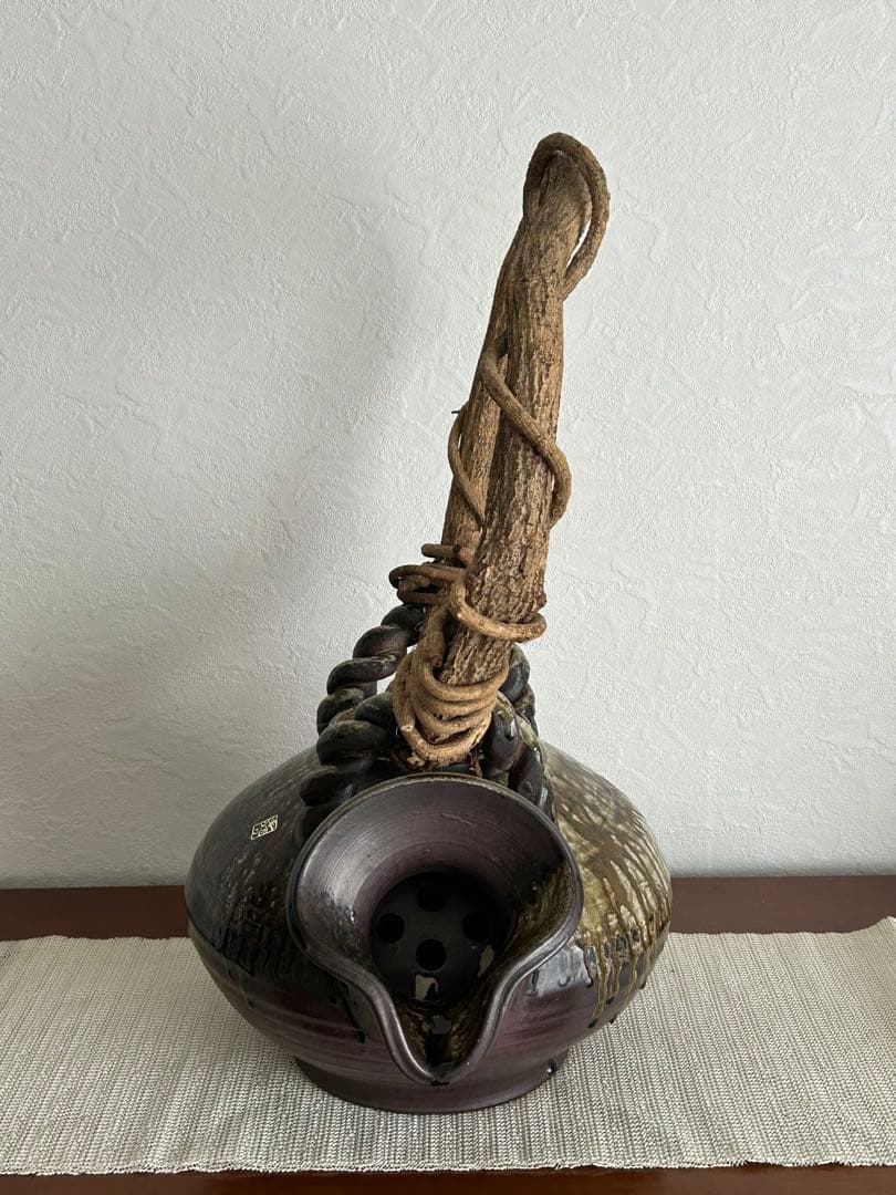 【送料無料】信楽焼　手造り　土瓶　花瓶　置物　特大