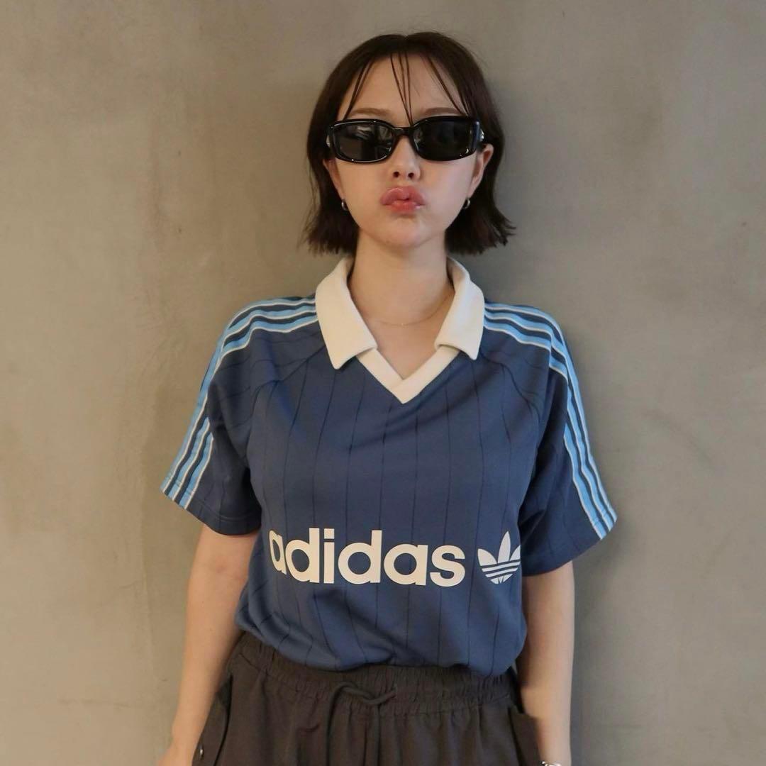adidas フットボールシャツ　サッカー ネイビー　Lサイズ