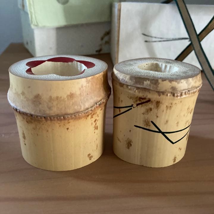 岩木秀斎 竹蓋置 松竹梅 一双★共箱・布・紙箱