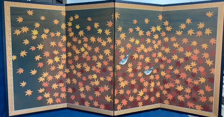 屏風　小屏風　紅葉づくし　鳥　インテリア