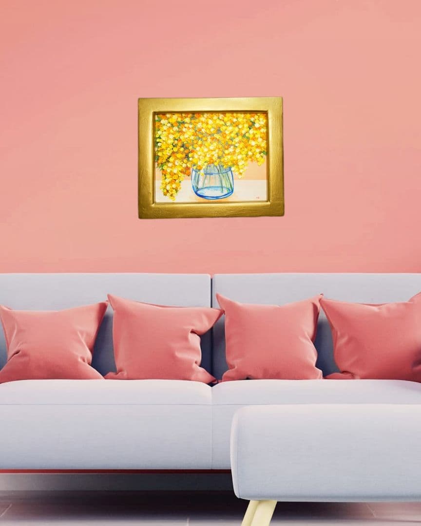 油絵 油彩 油彩画 絵画 絵 【ミモザ】