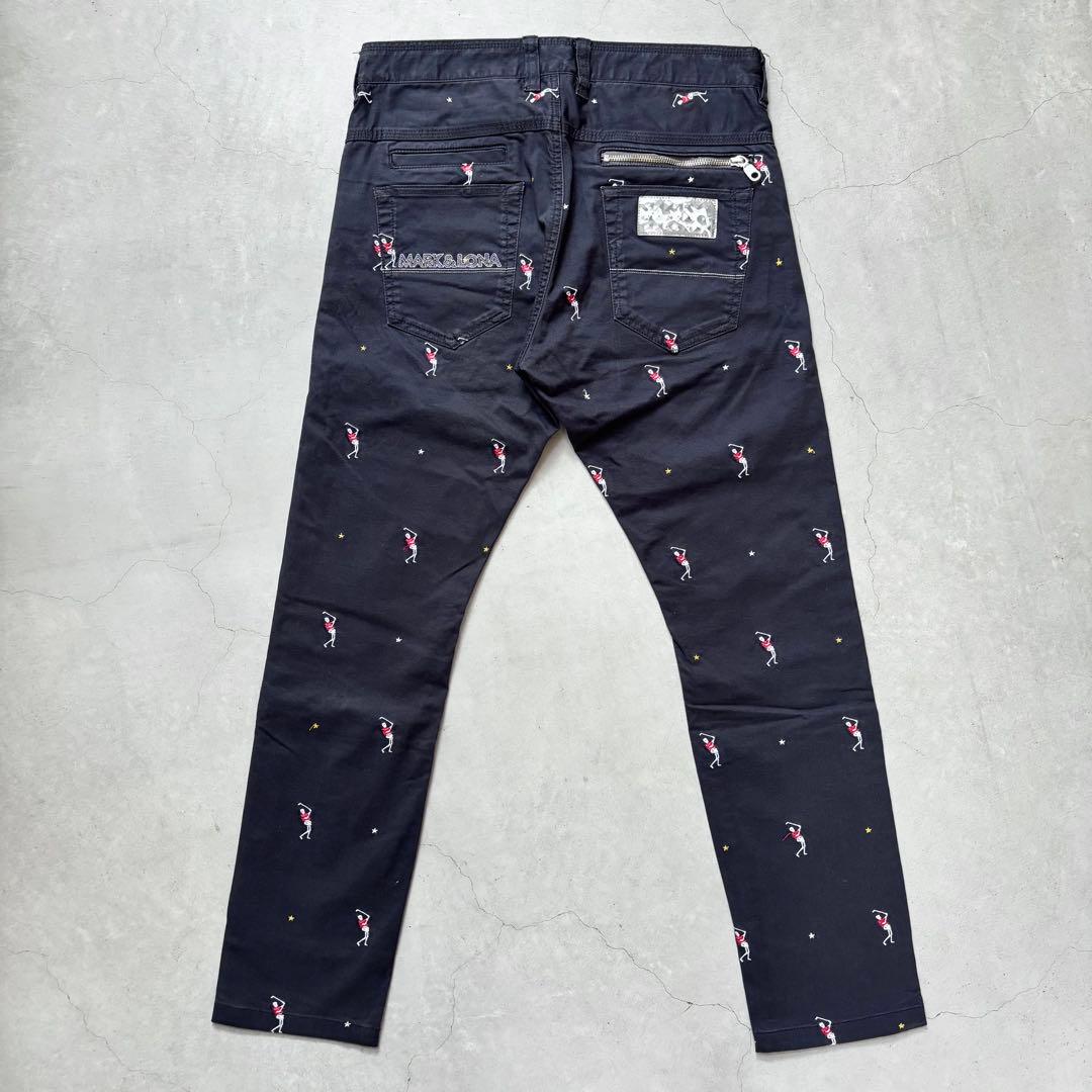 MARK&LONA マークアンドロナ ストレッチロングパンツ 刺繍 ロゴ M