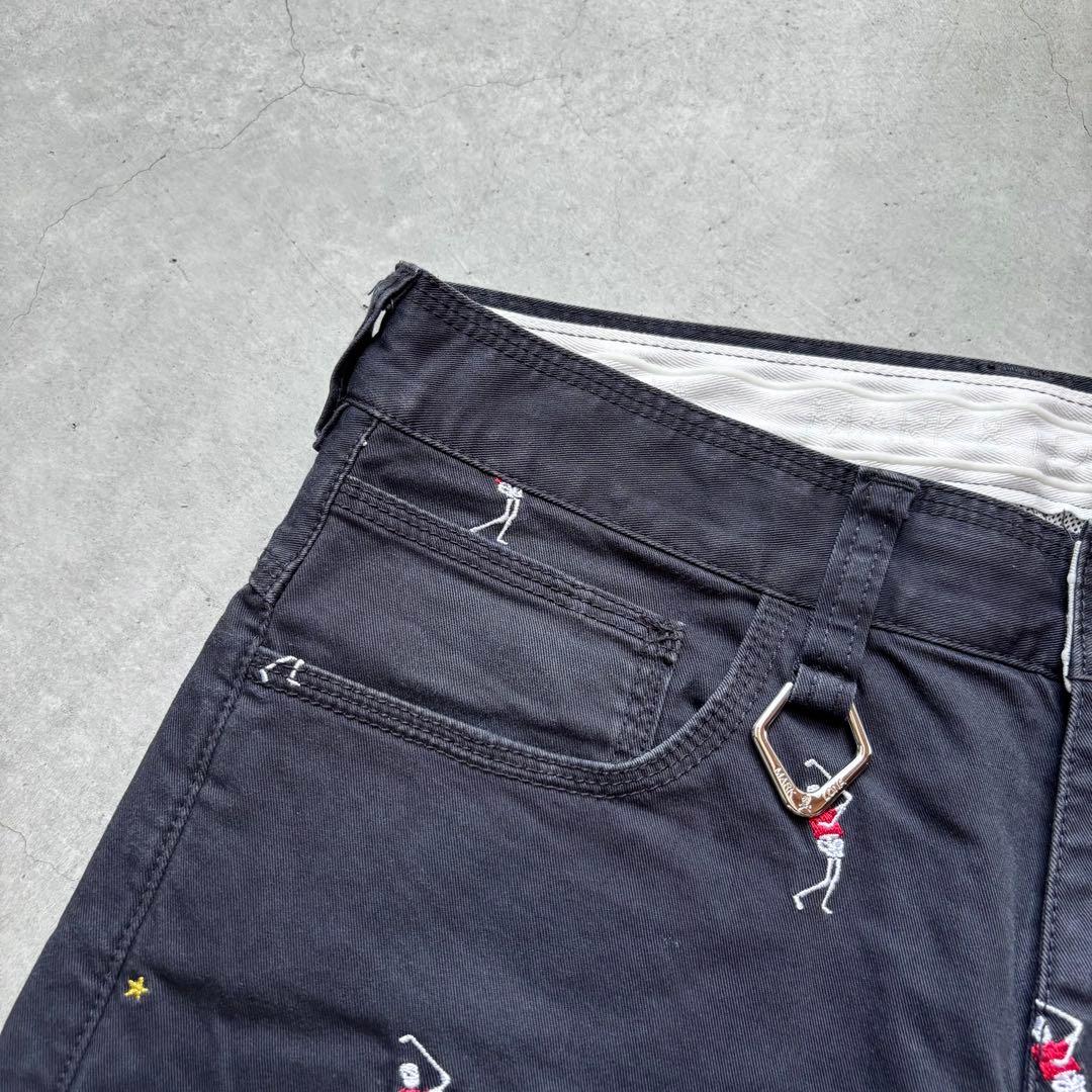 MARK&LONA マークアンドロナ ストレッチロングパンツ 刺繍 ロゴ M