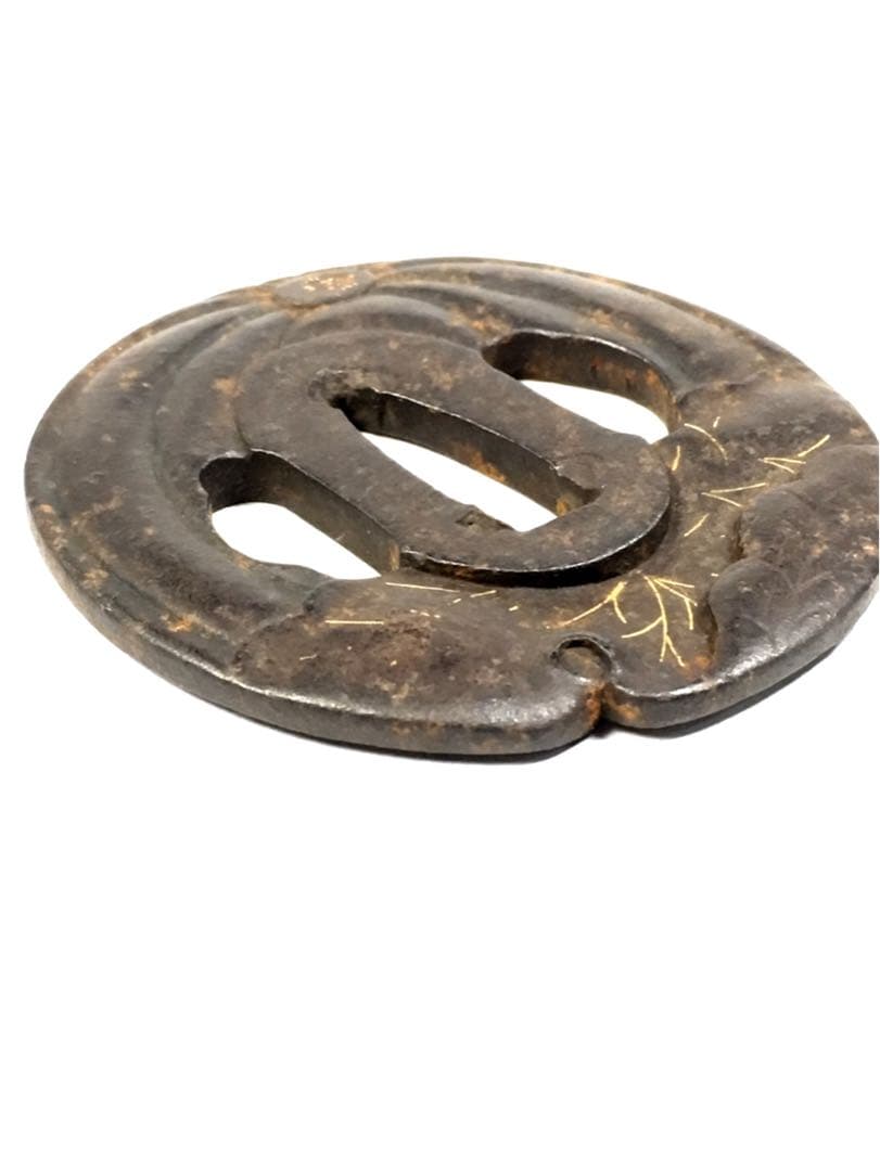 S163葉紋鉄鍔 武具 刀装具