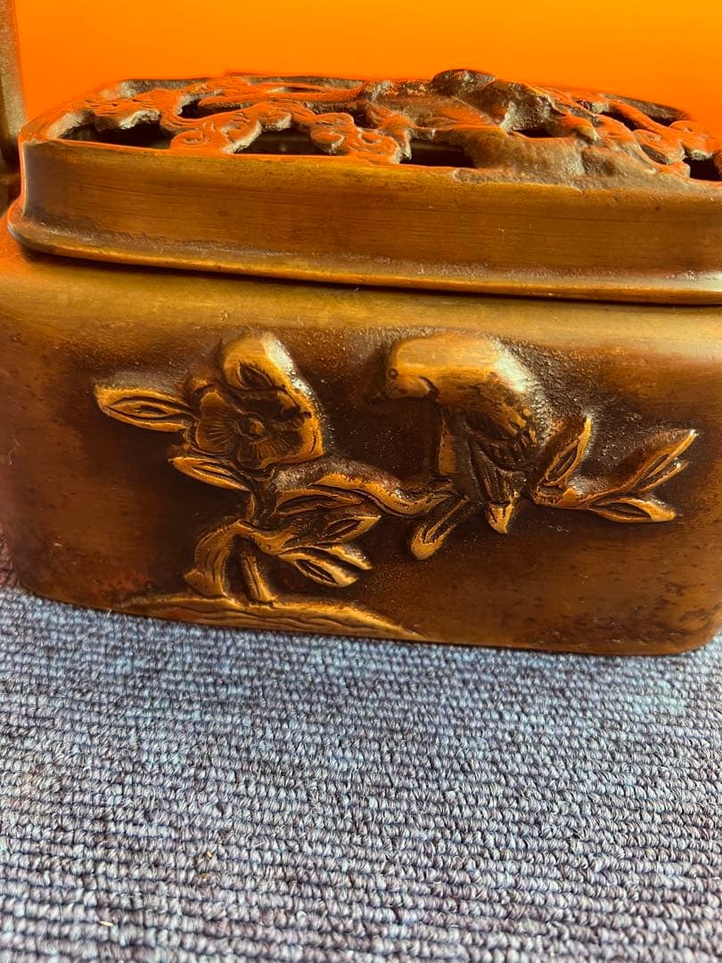 1033 中国骨董　大明宣徳年製銘　銅製　手炉　香炉　時代物