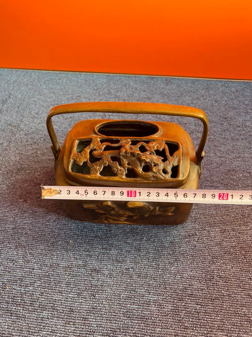 1033 中国骨董　大明宣徳年製銘　銅製　手炉　香炉　時代物