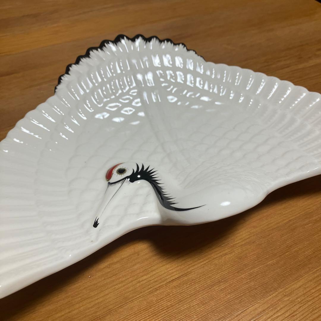 珍品 福寿堂 平安瑞香造 雅陶 『鶴』 鶴型皿 飾り皿