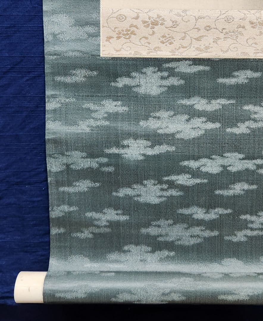 【春宵(清水寺の桜景色図)】岸田直穂 2646 掛け軸 京都の春景 共箱　肉筆