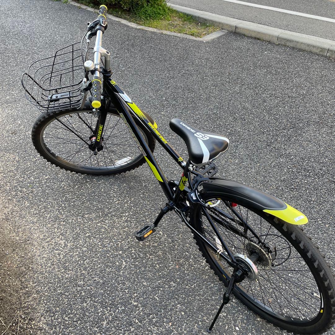 キッズバイク 黒と黄色 アサヒ　前部バスケット付き　26インチ