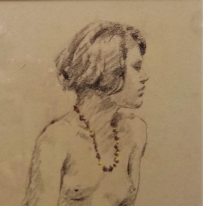 菅沼金六　パステル画「裸婦」　物故作家　真作