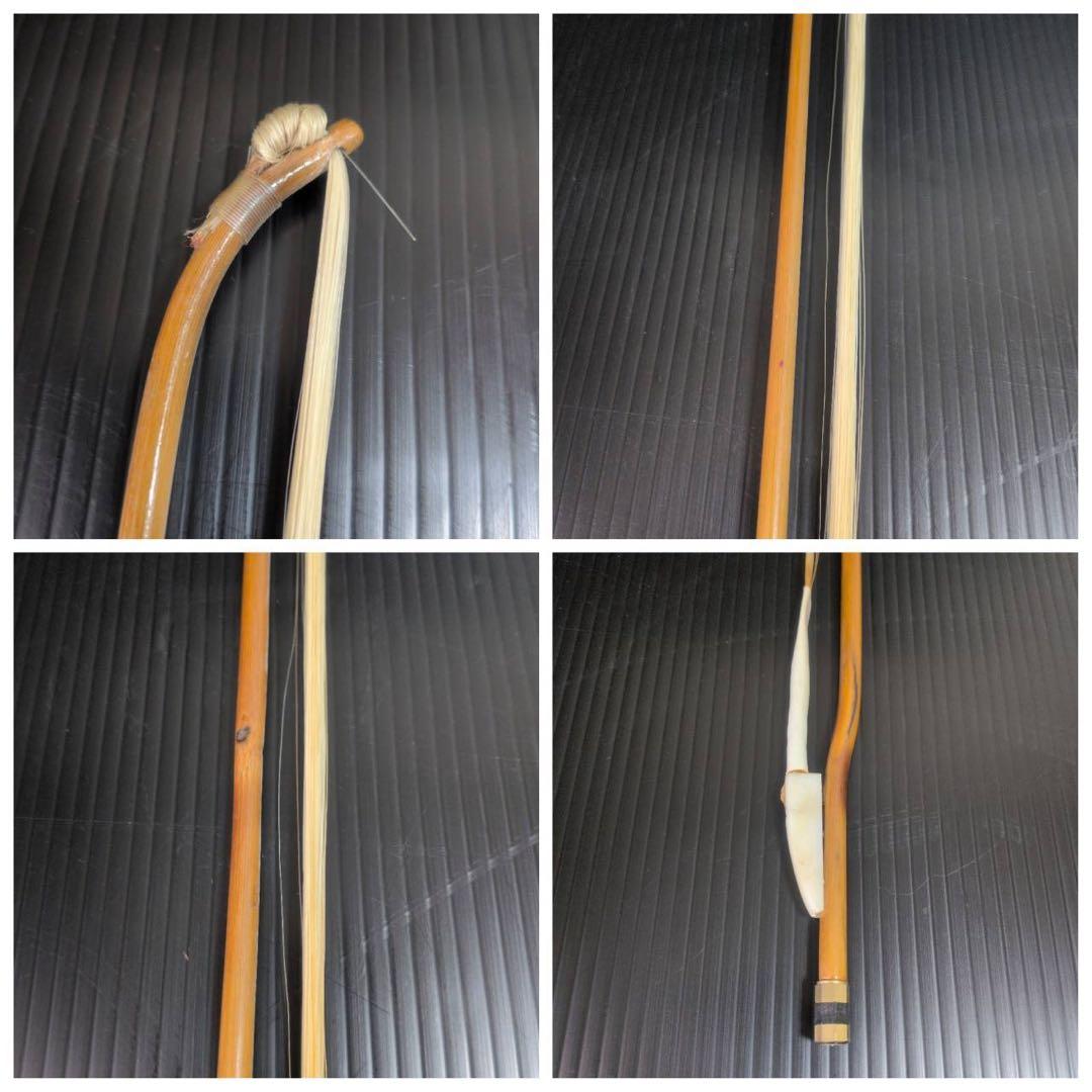 中国蘇州製 二胡 六角胴／ケース付／駒2個・未使用弦・松ヤニ付属／重量約765g