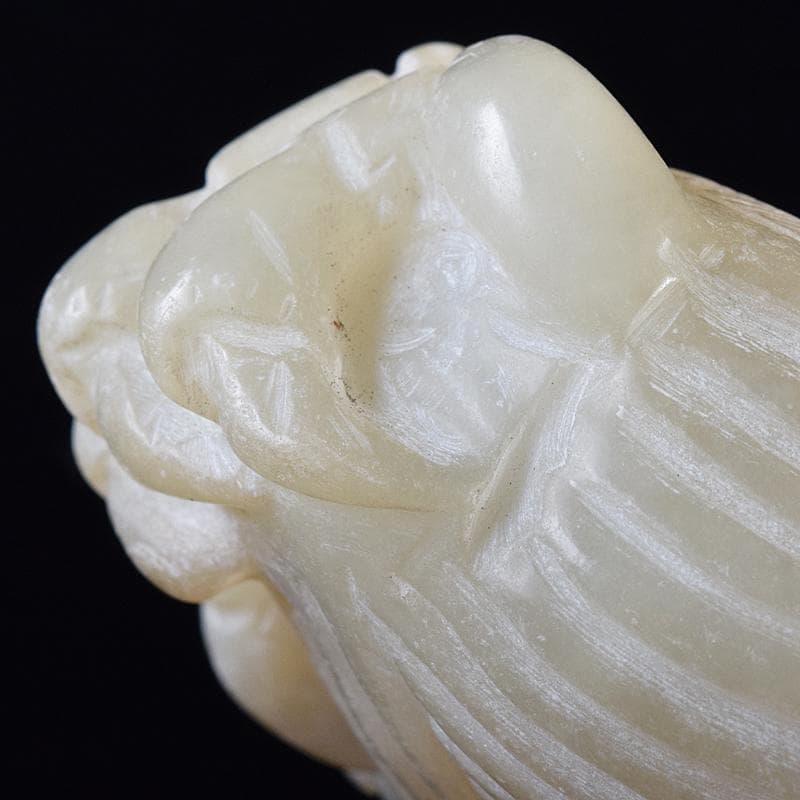 中国　玉石白玉彫刻　蟹形水孟　筆洗　V　R8258