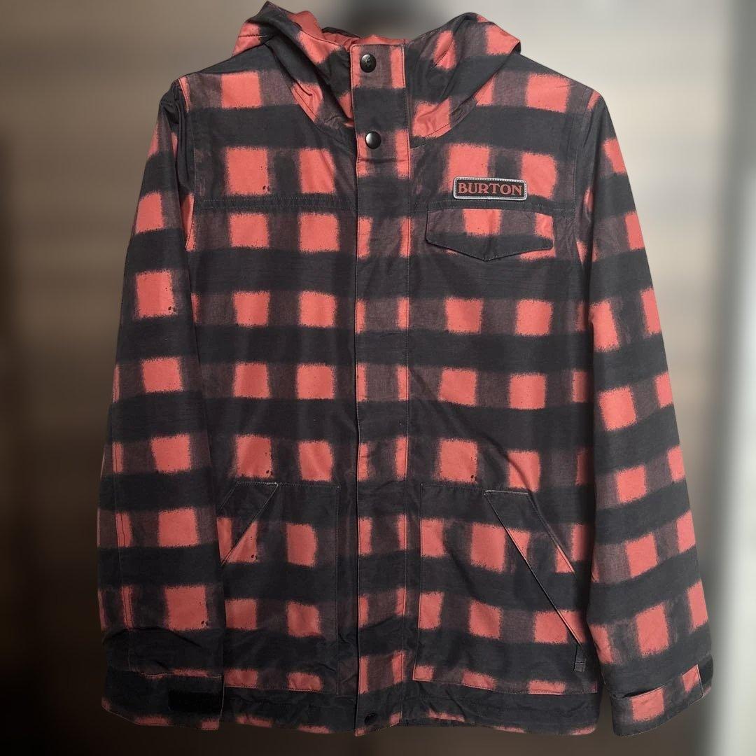 BURTONキッズスノーボードウェア上150cm赤黒チェック クリーニング済