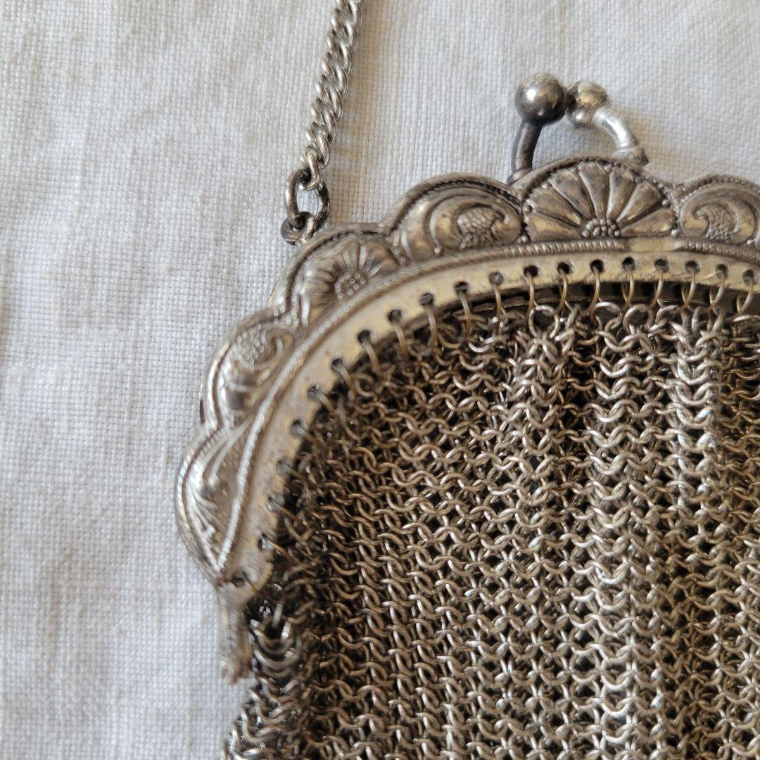 フランス　アンティーク　メタルメッシュパース　シャトレーン