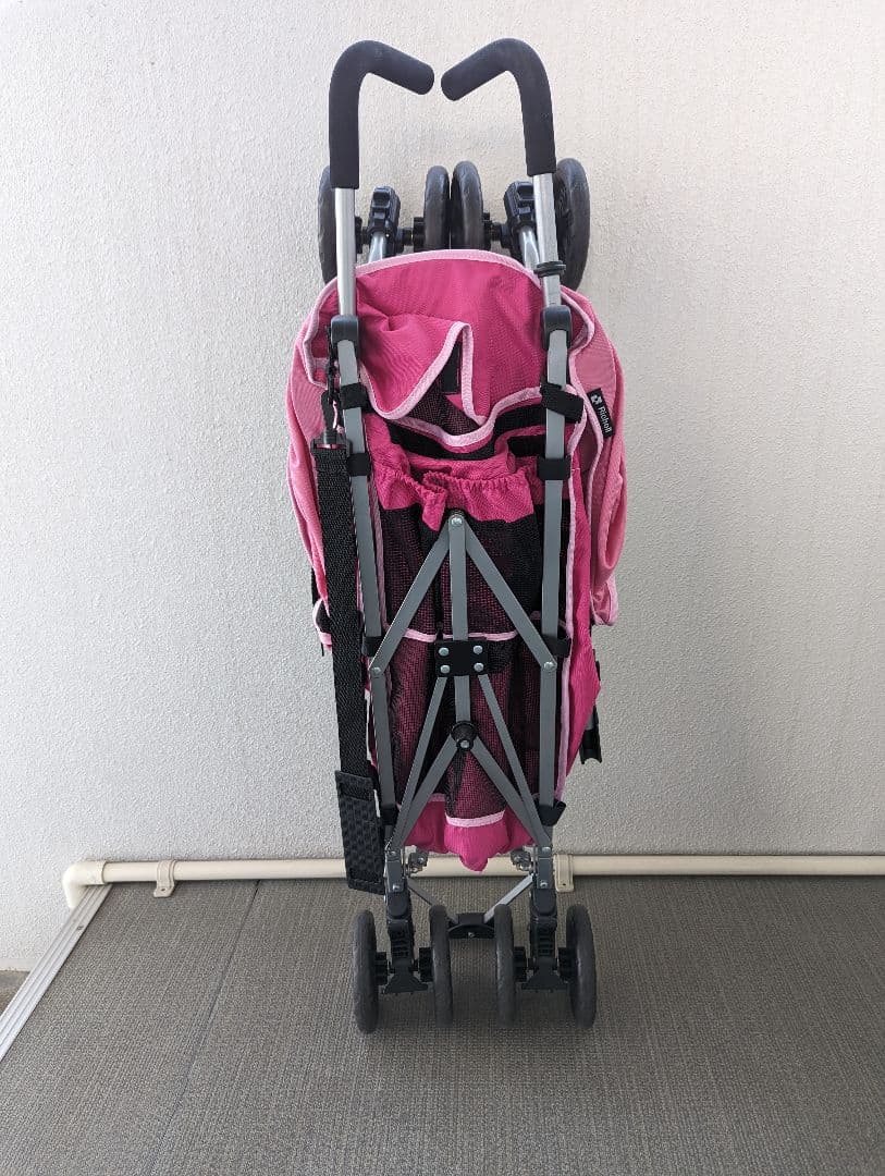 ピンク メッシュカバー付き ペットカート