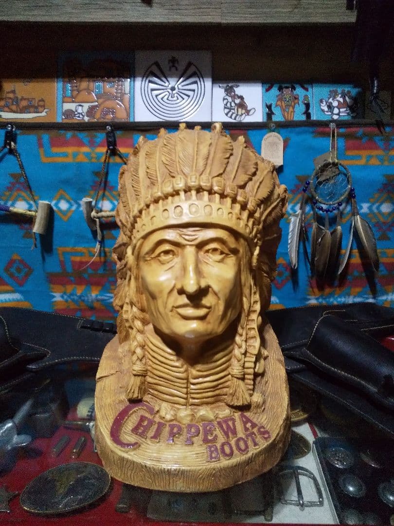 激レア物 チペワブーツ インディアンヘッド販促用ディスプレイ オブジェ 置物