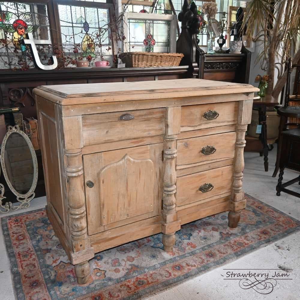 IFU-417 英国アンティーク パインチェスト 収納 チェスト キッチンボード