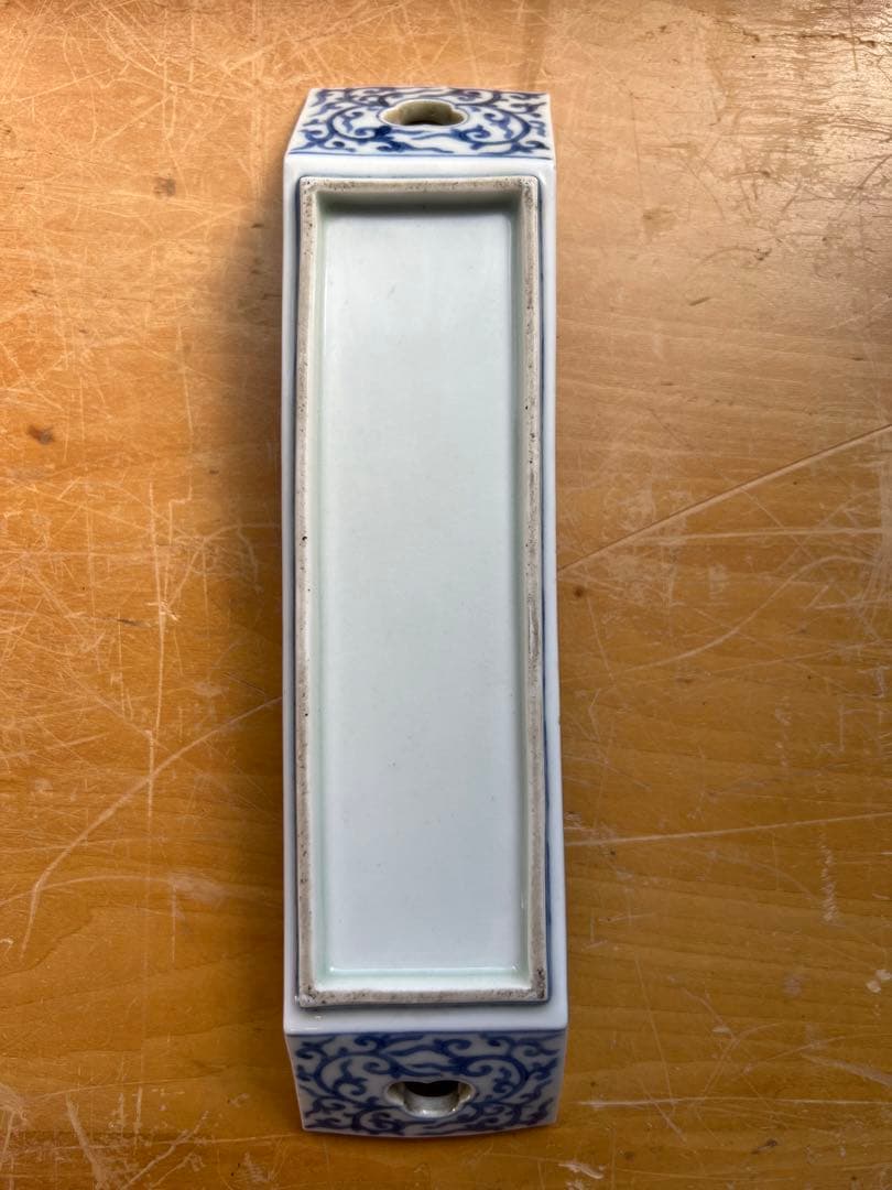 古伊万里　筆船　筆置き　染付　花唐草　文具　アンティーク　古道具