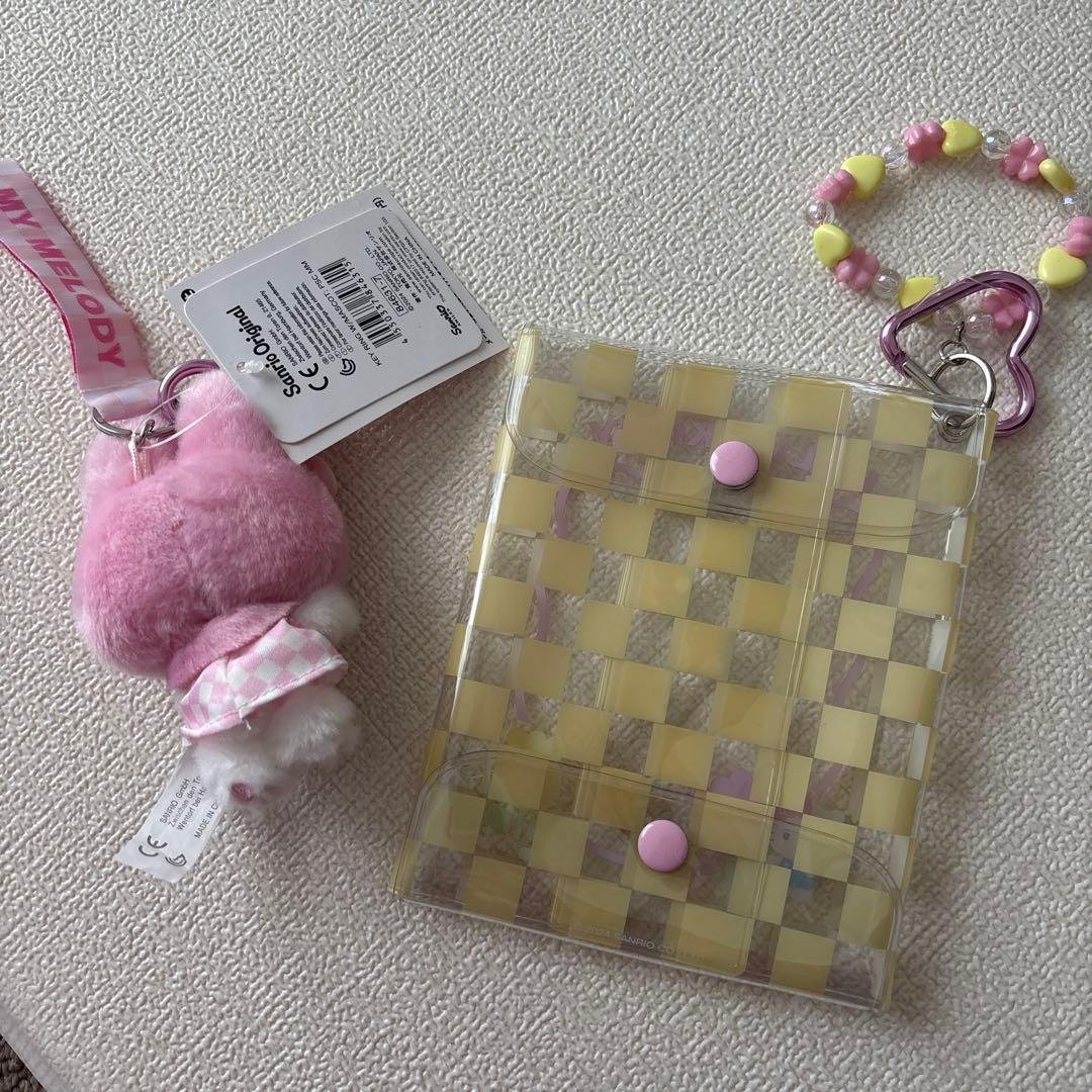 ハローキティクリアケース マイメロディぬいぐるみキーホルダーセット