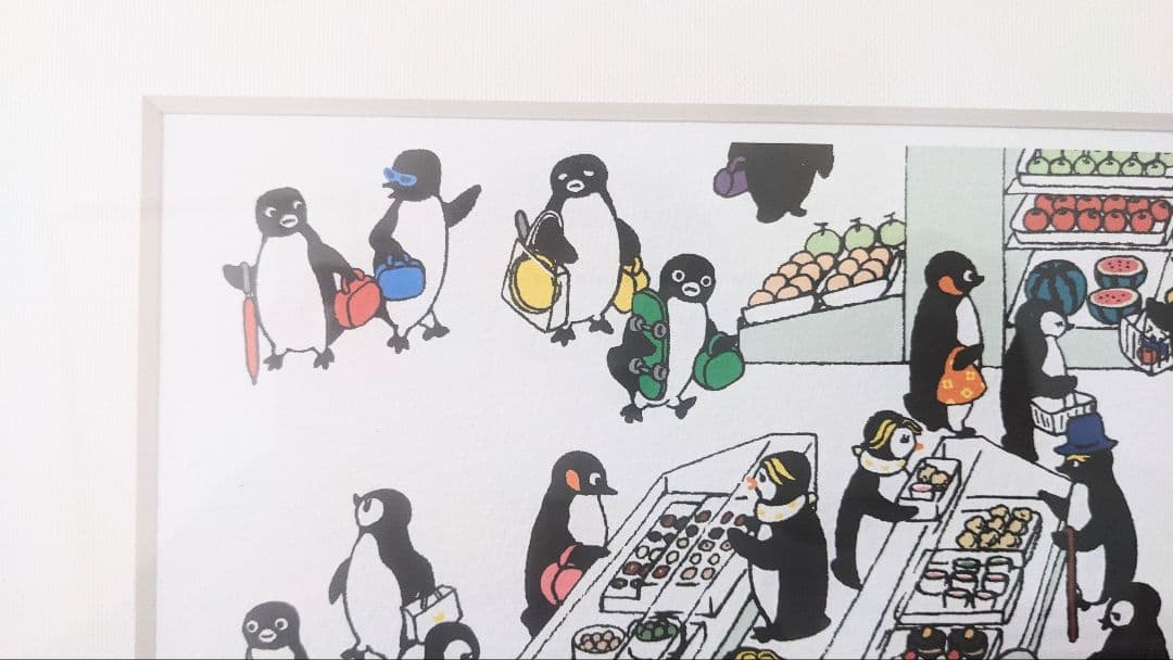 スイカペンギン　ジグレー版画　ペンギンのおかいもの地下1階　直筆サイン入り