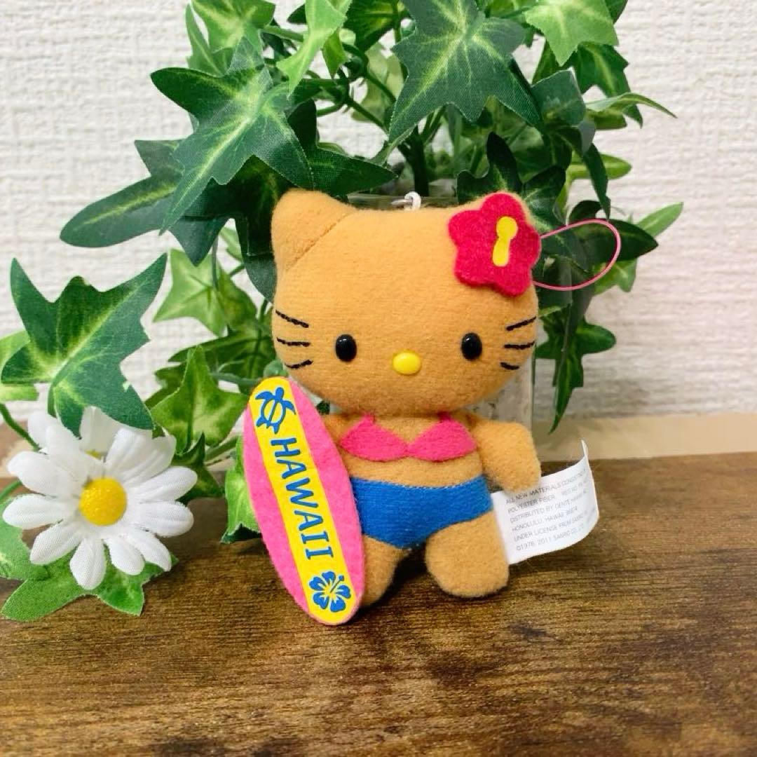 激レア★ 日焼けキティ　ハワイ　サーフィン　ミニマスコット　ストラップ　入手困難