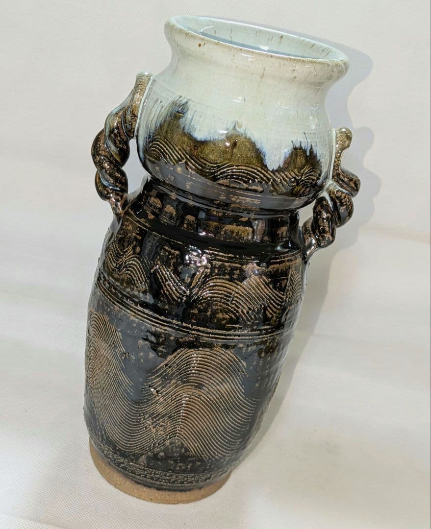 唐津焼　山口康雲　久峰陶苑　朝鮮唐津　花入れ　花瓶　花生け　フラワーベース　花器