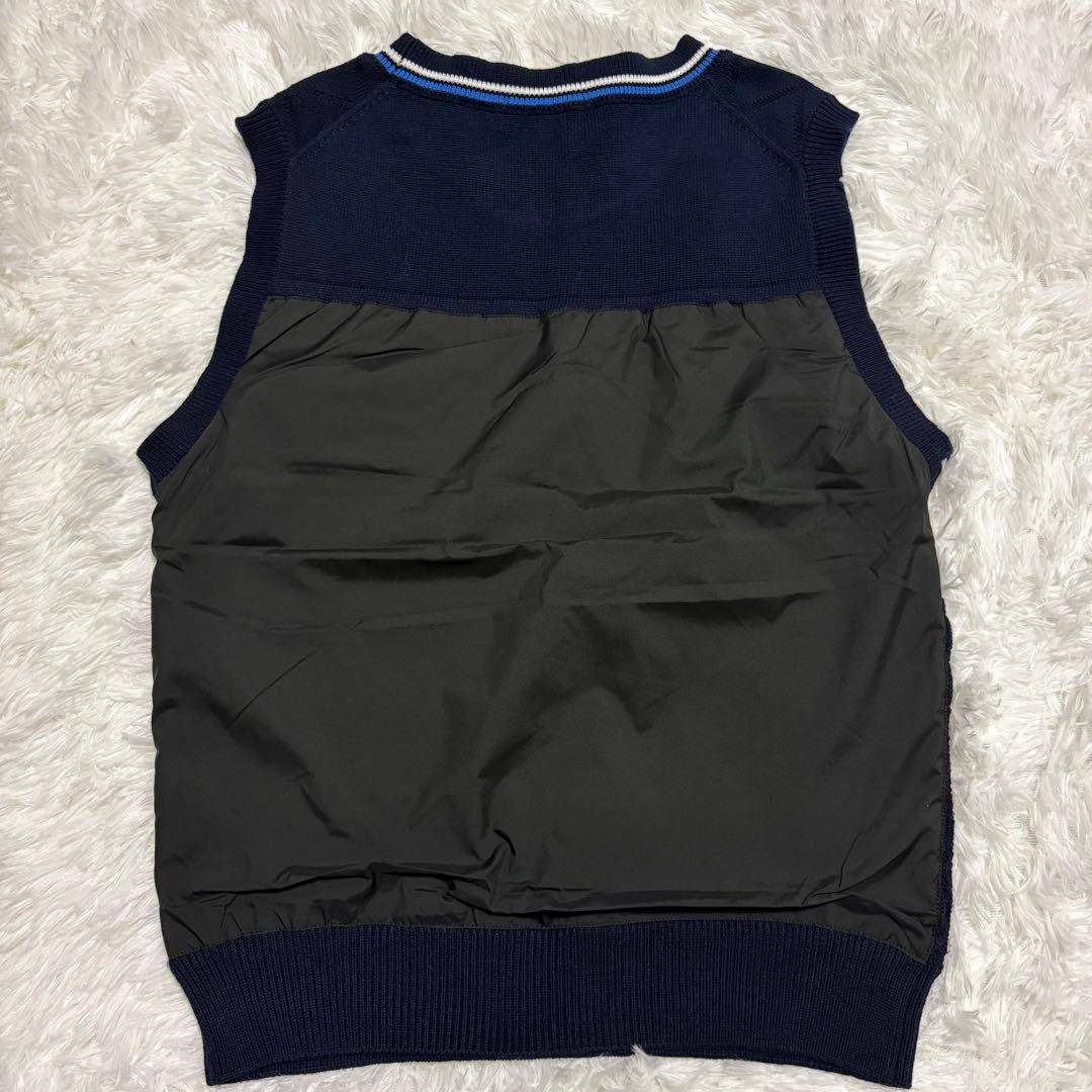 【新品タグ付】23区GOLF ケーブルニットベスト 異素材切替 ネイビー 1