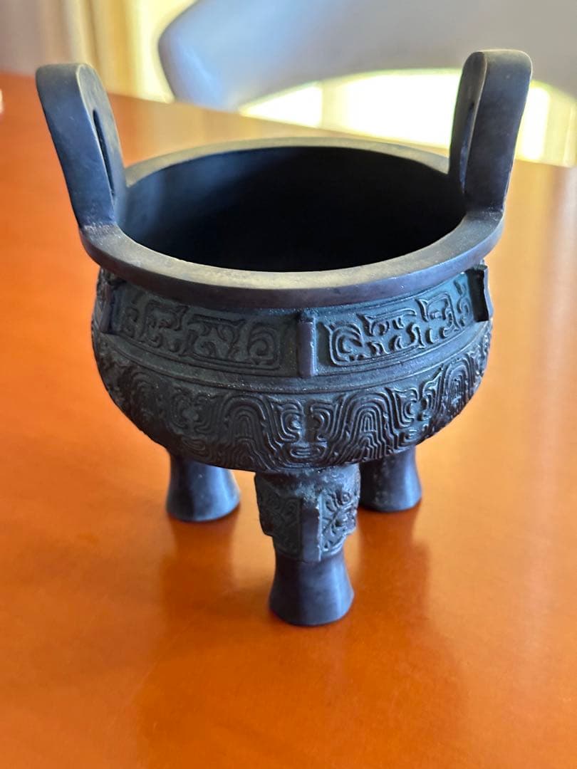 青銅製 鼎 商獣面紋 アンティーク
