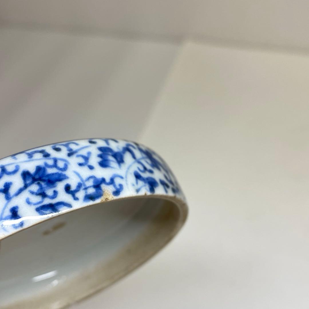 江戸中期　古伊万里　花唐草蓋物　高さ約7㎝ 東Y7-0204☆2Fタカチ