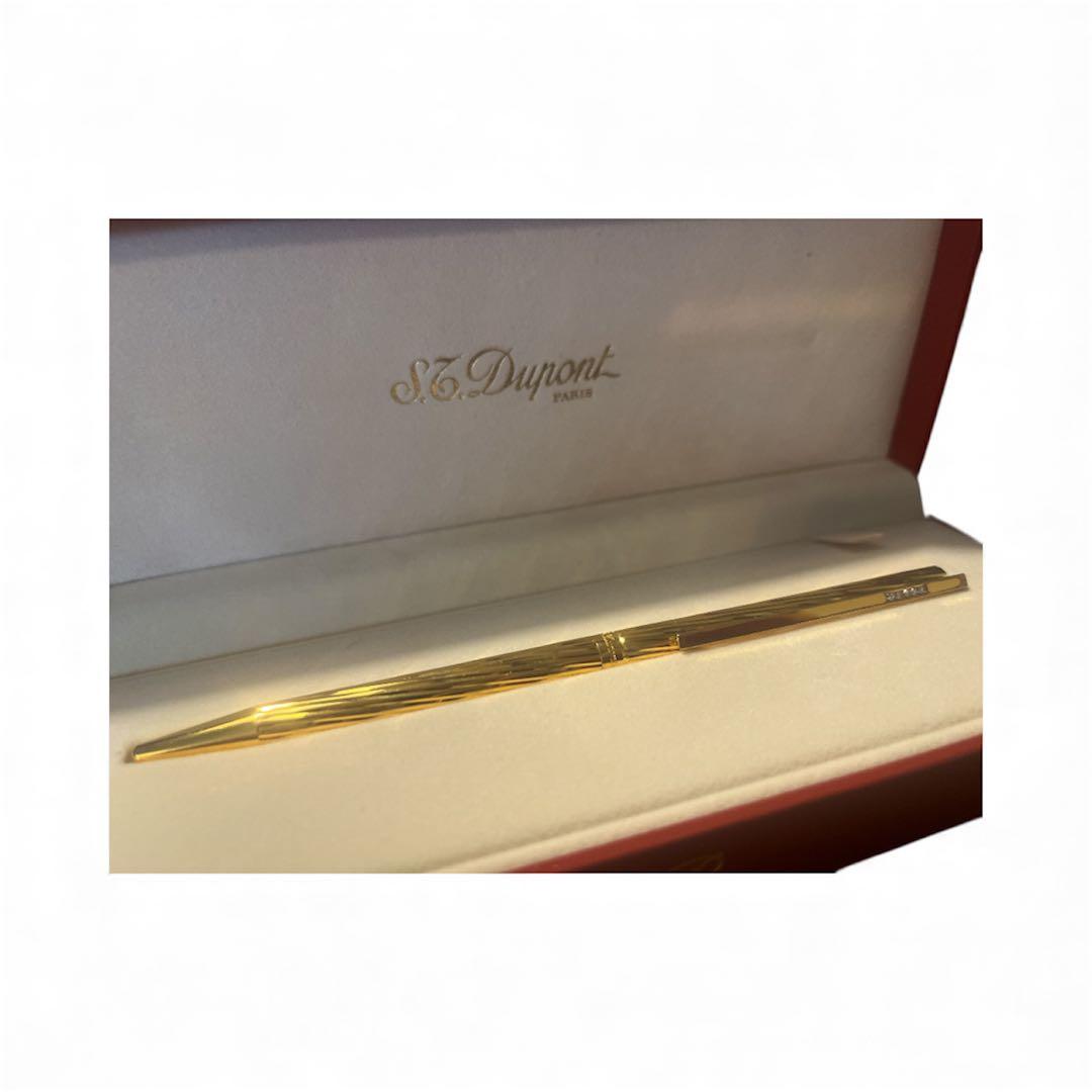 【値下げ】【美品】S.T.DUPONT デュポンゴールドボールペン　ケース付　仏