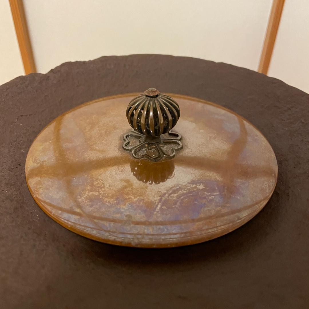 茶道　矢筈釜　畠春斎造　共箱