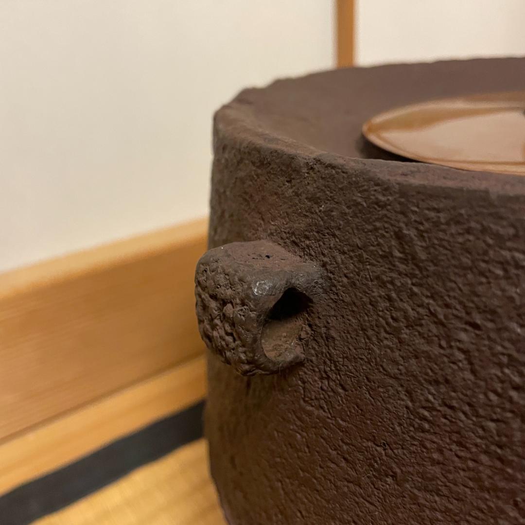 茶道　矢筈釜　畠春斎造　共箱