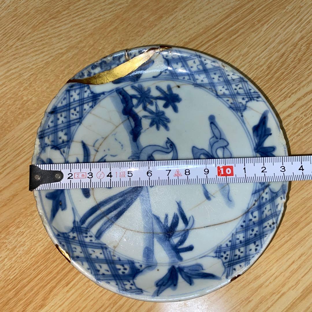 初期伊万里　染付芙蓉草鳥文皿　1620年頃