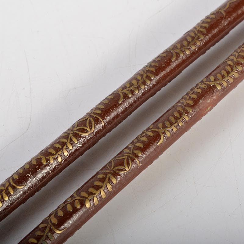 茶道具　御釜師　宮崎彦九郎造　鉄製　藤象嵌　火箸　共箱　C　6251