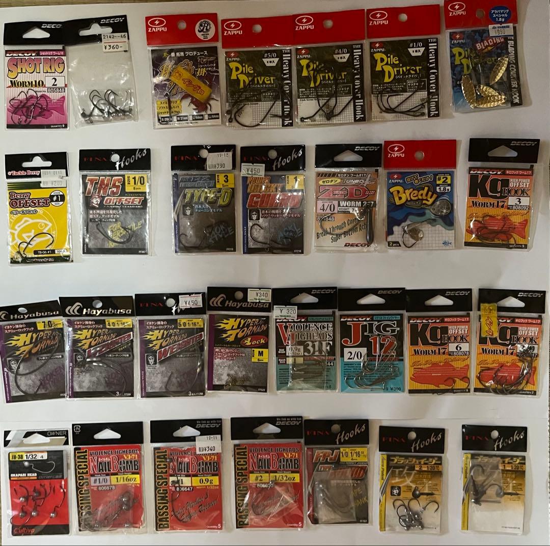 バス釣り引退セット フック、ラバージグ、ワーム