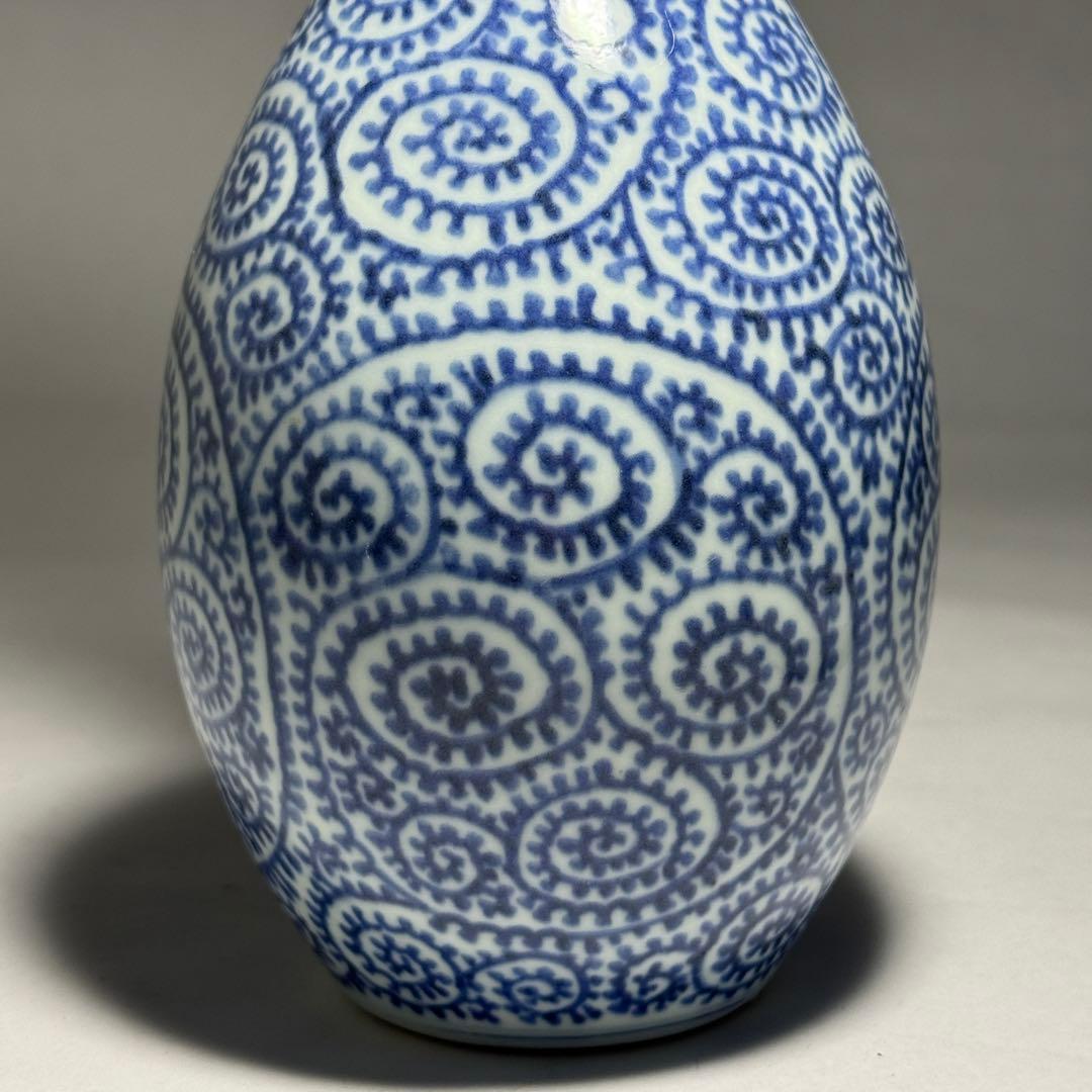 ◆上手品 古伊万里 染付蛸唐草文 鶴首徳利 一輪挿し 花瓶 江戸時代中期〜後期◆