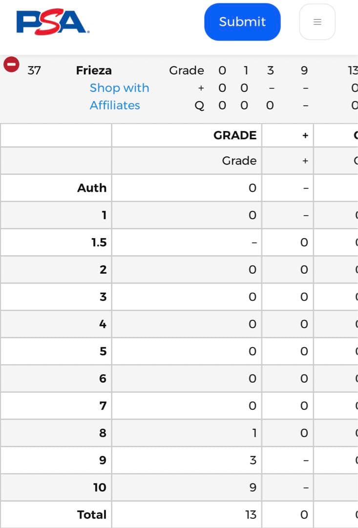 世界3枚 PSA9 フリーザ 旧弾 ドラゴンボール トレカ DRAGONBALL