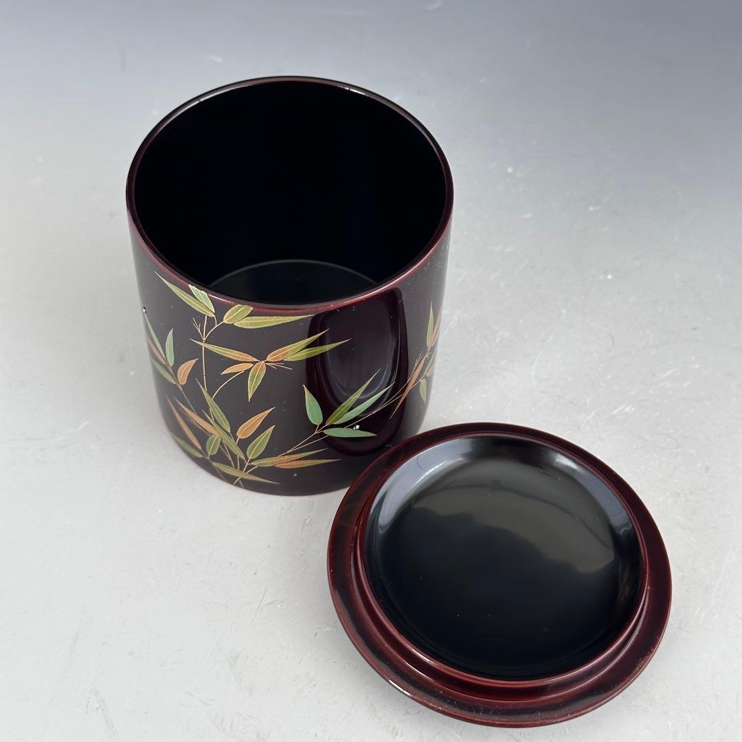 茶道具　笹露蒔絵　金輪寺　茶器　田中修　共箱　山中塗　薄茶器　漆芸　稽古　茶会