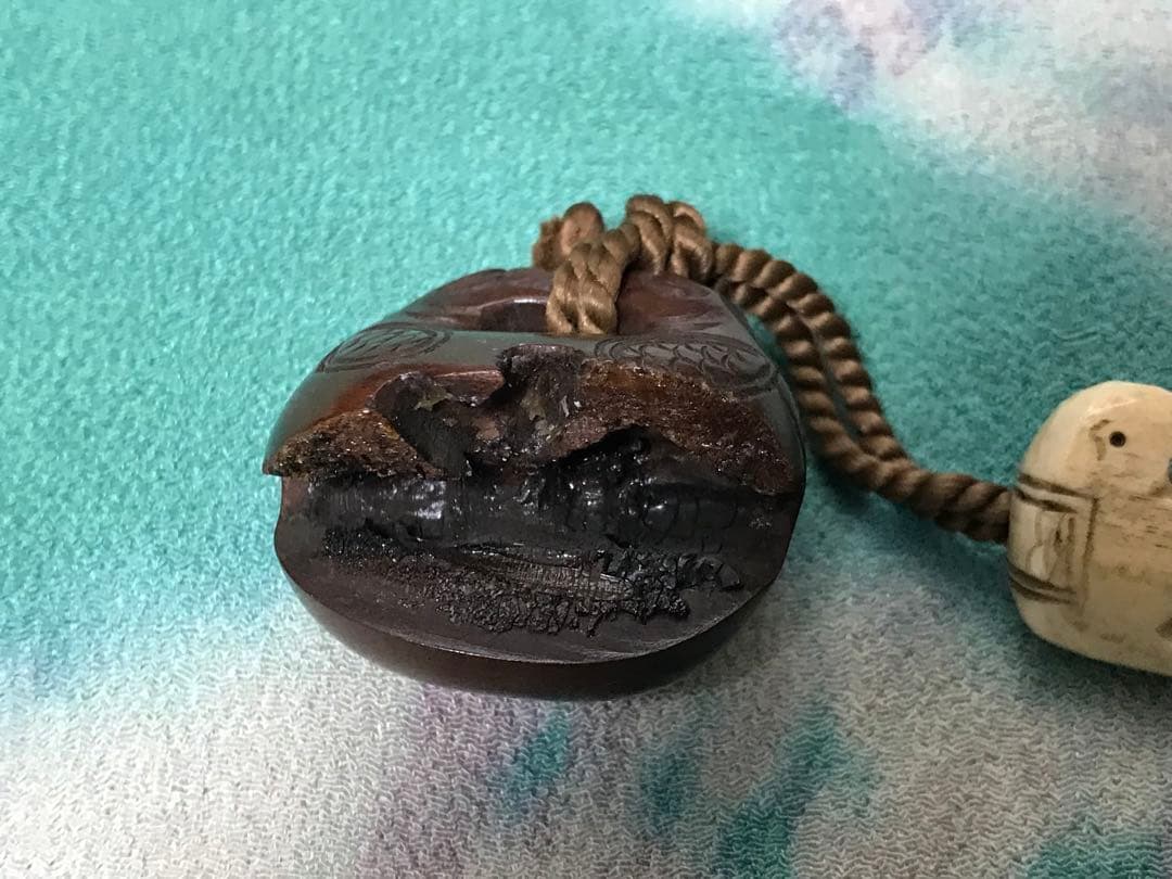 根付　牛と農夫の図　蒔絵印籠　江戸時代中期