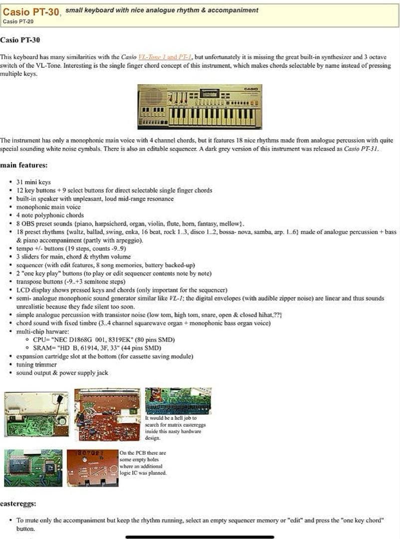 Casio PT-30☆セミアナログ式シンセサイザー☆1983年☆昭和レトロ☆
