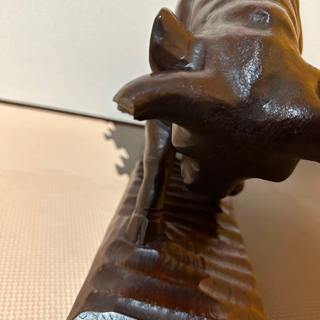 【訳あり品】牛 闘牛 木彫 骨董 古美術 置物 オブジェ アンティーク　縁起物