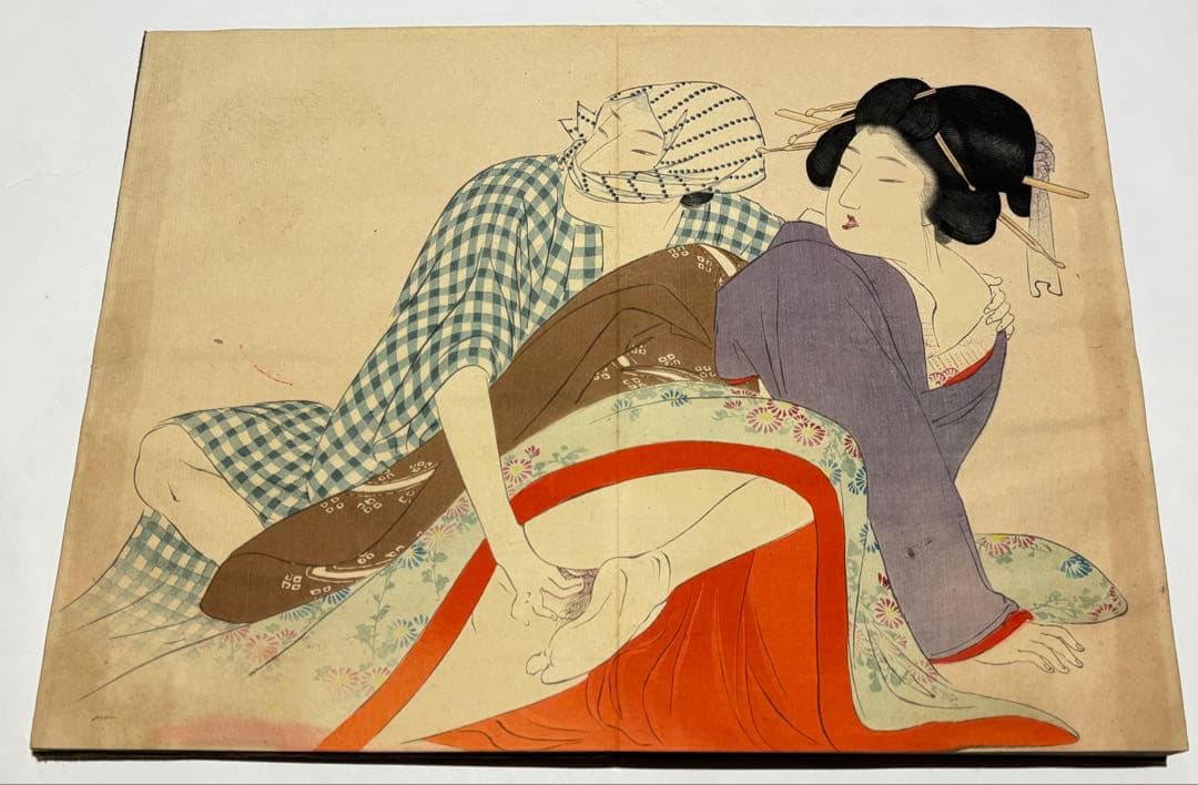 「明治期 彩色木版画春画帖」12図1帖|艶本 浮世絵 木版刷り 和本