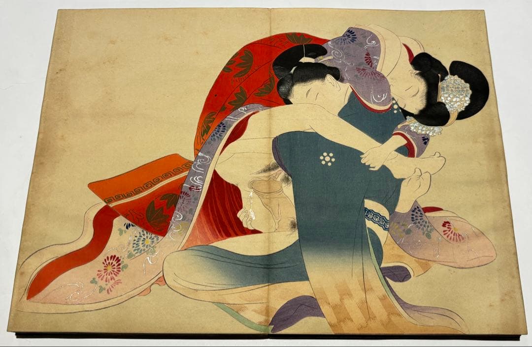 「明治期 彩色木版画春画帖」12図1帖|艶本 浮世絵 木版刷り 和本