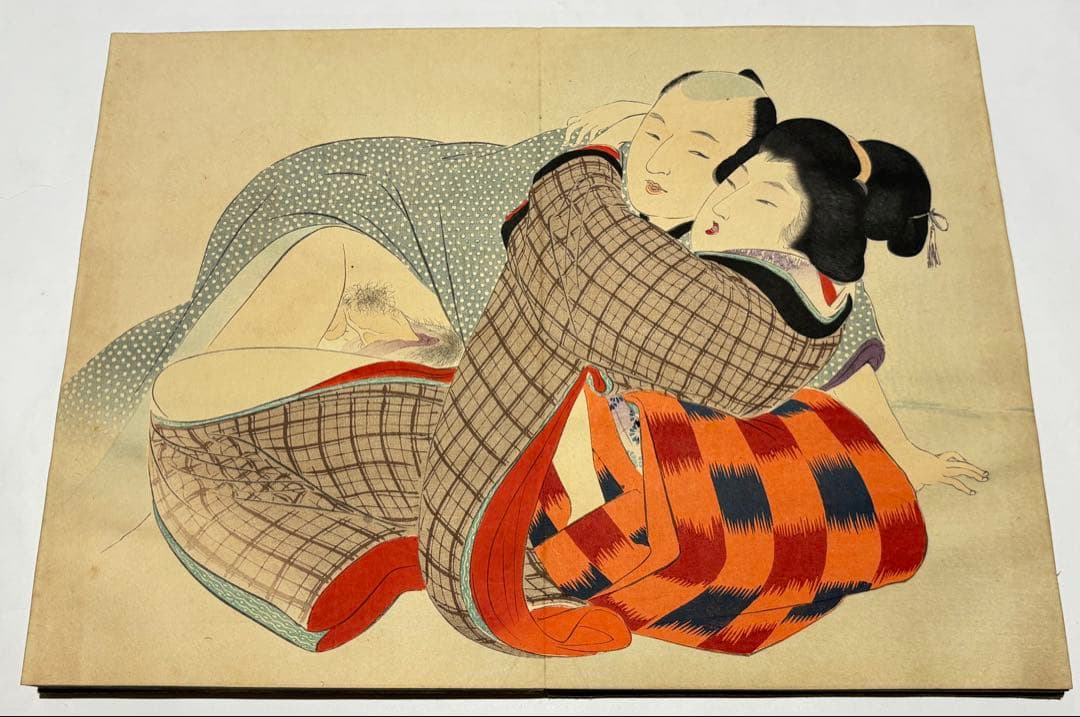 「明治期 彩色木版画春画帖」12図1帖|艶本 浮世絵 木版刷り 和本