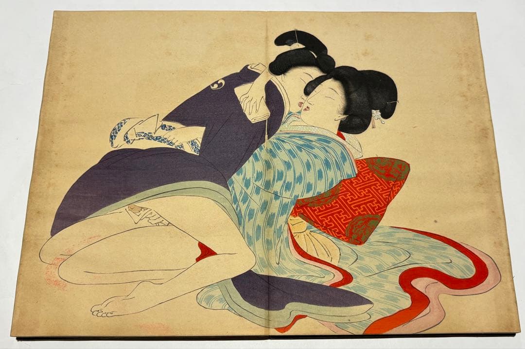 「明治期 彩色木版画春画帖」12図1帖|艶本 浮世絵 木版刷り 和本