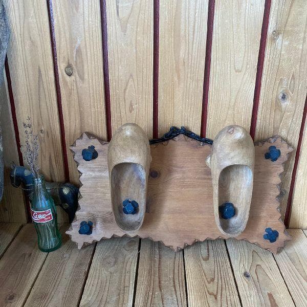 ヴィンテージ*ウッド サインボード*木製 看板*クロンプ木の靴シューズ*店舗什器