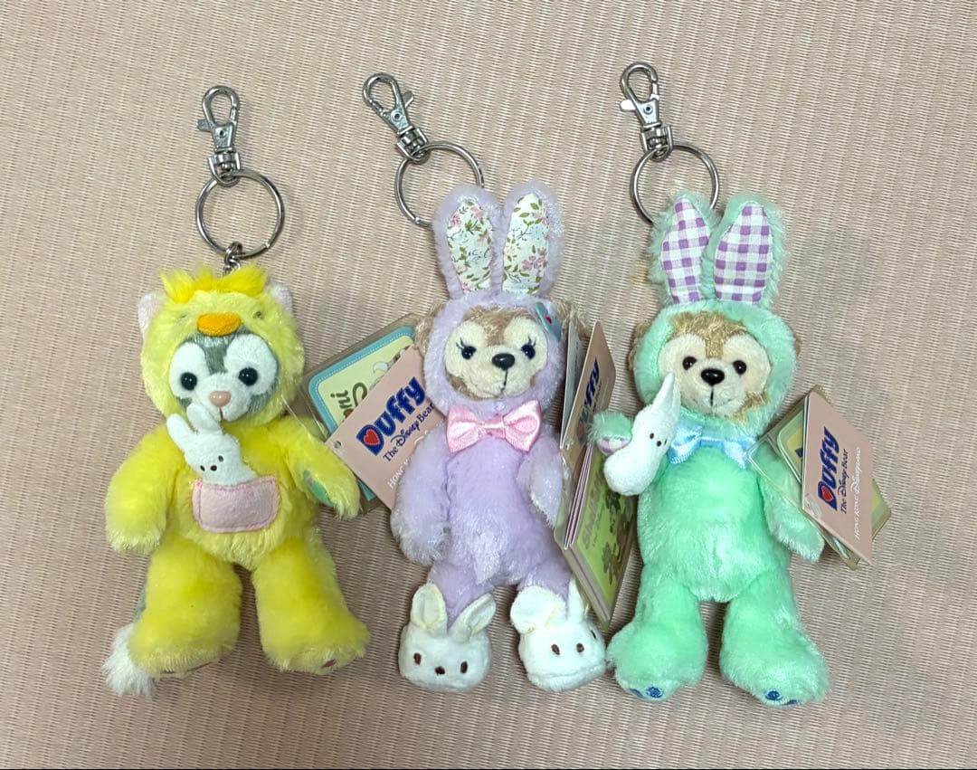 新品★香港ディズニーランド★ぬいぐるみキーチェーン3点セット★イースター2017