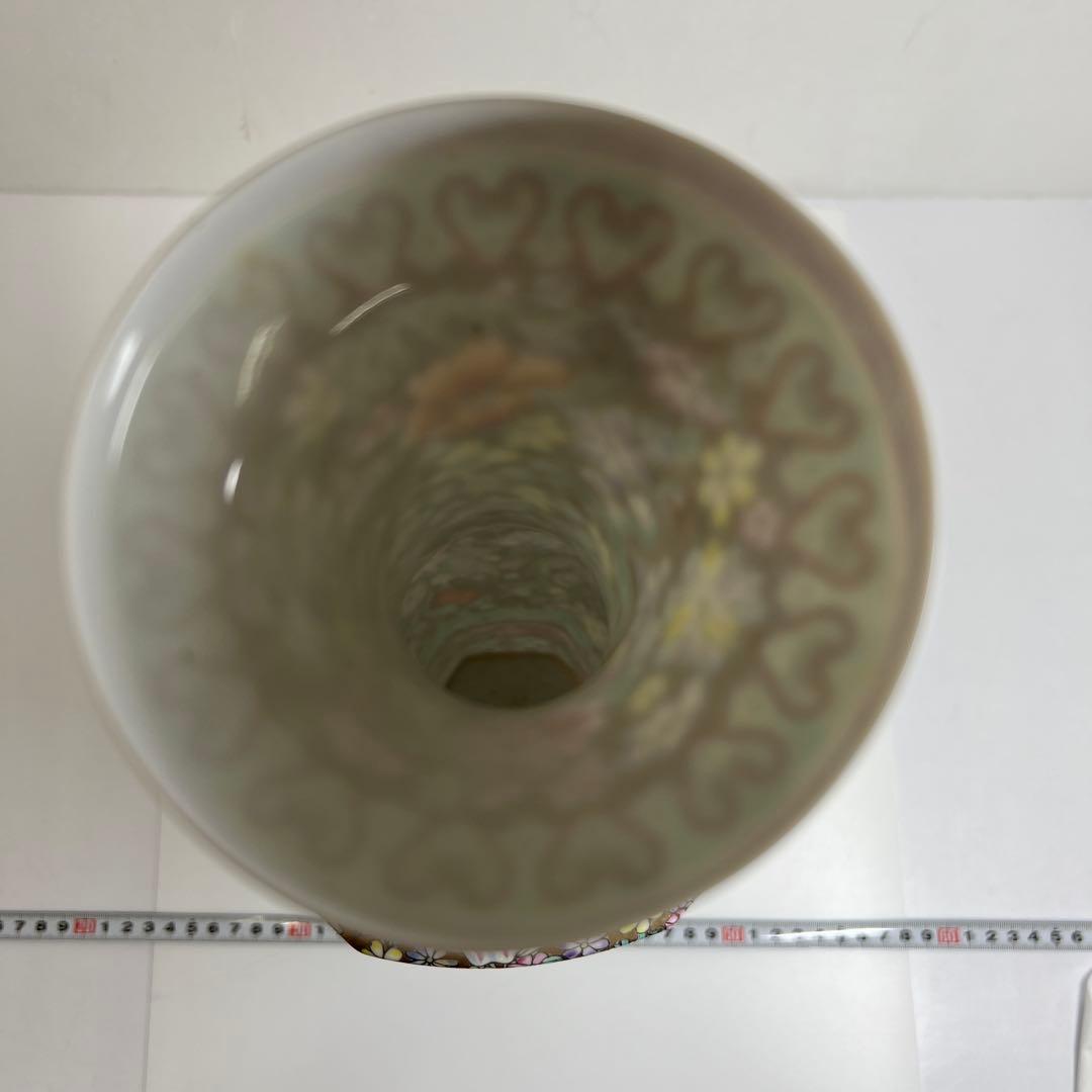 中国美術　粉彩　花と龍図花瓶　高さ44㎝　東Y7-0530③タサオ