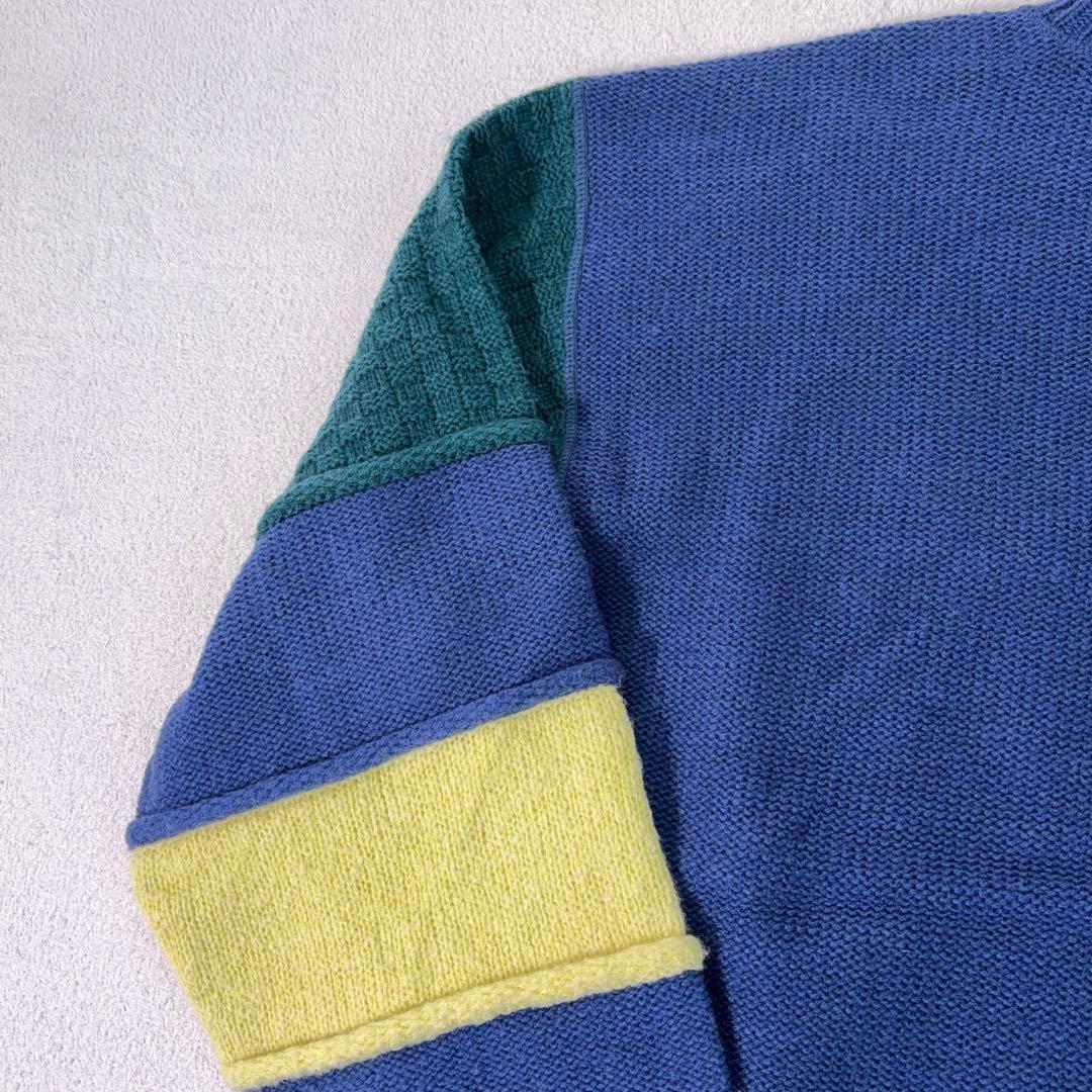 希少90s【マンシングウェア】3Dデザインニット クレイジーパターン 日本製 M